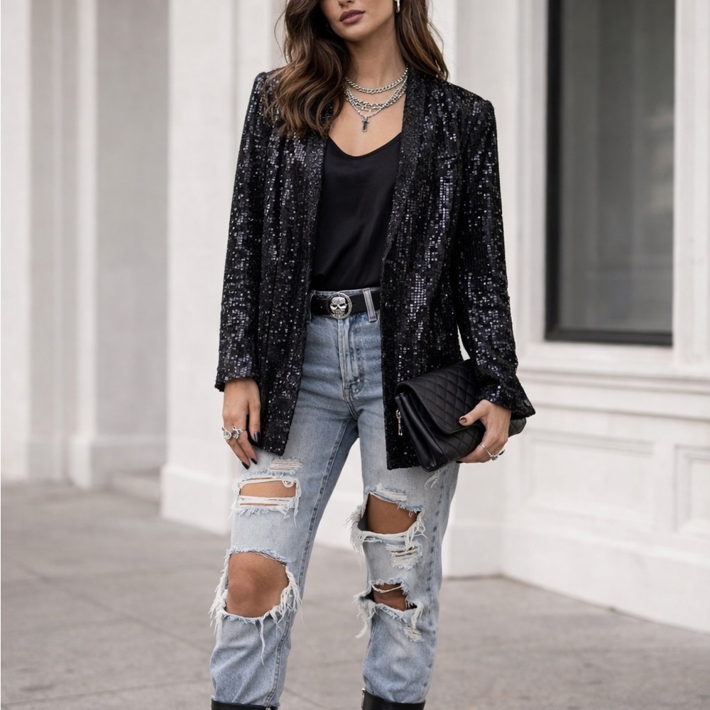 Niteline Black Sequin Women's Blazer medium